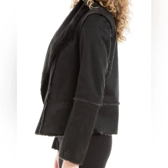 NWOT Plush Black Faux Fur and Suede Jacket - Picture 3 of 4